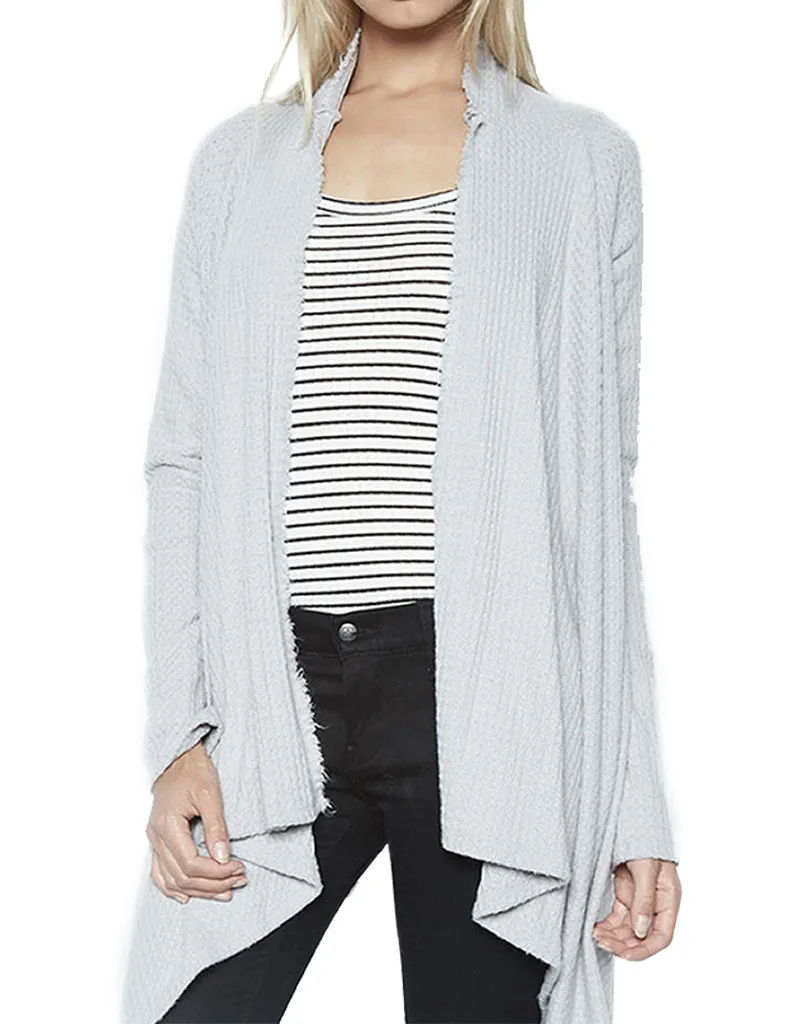 Michael Lauren Vasco Wrap Cardigan in Heather Grey Waffle