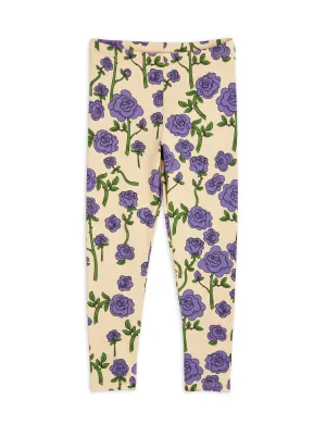 Mini Rodini Roses Leggings - Purple