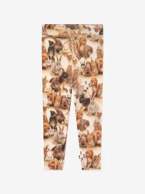 Molo Kids Rabbit Leggings in Beige