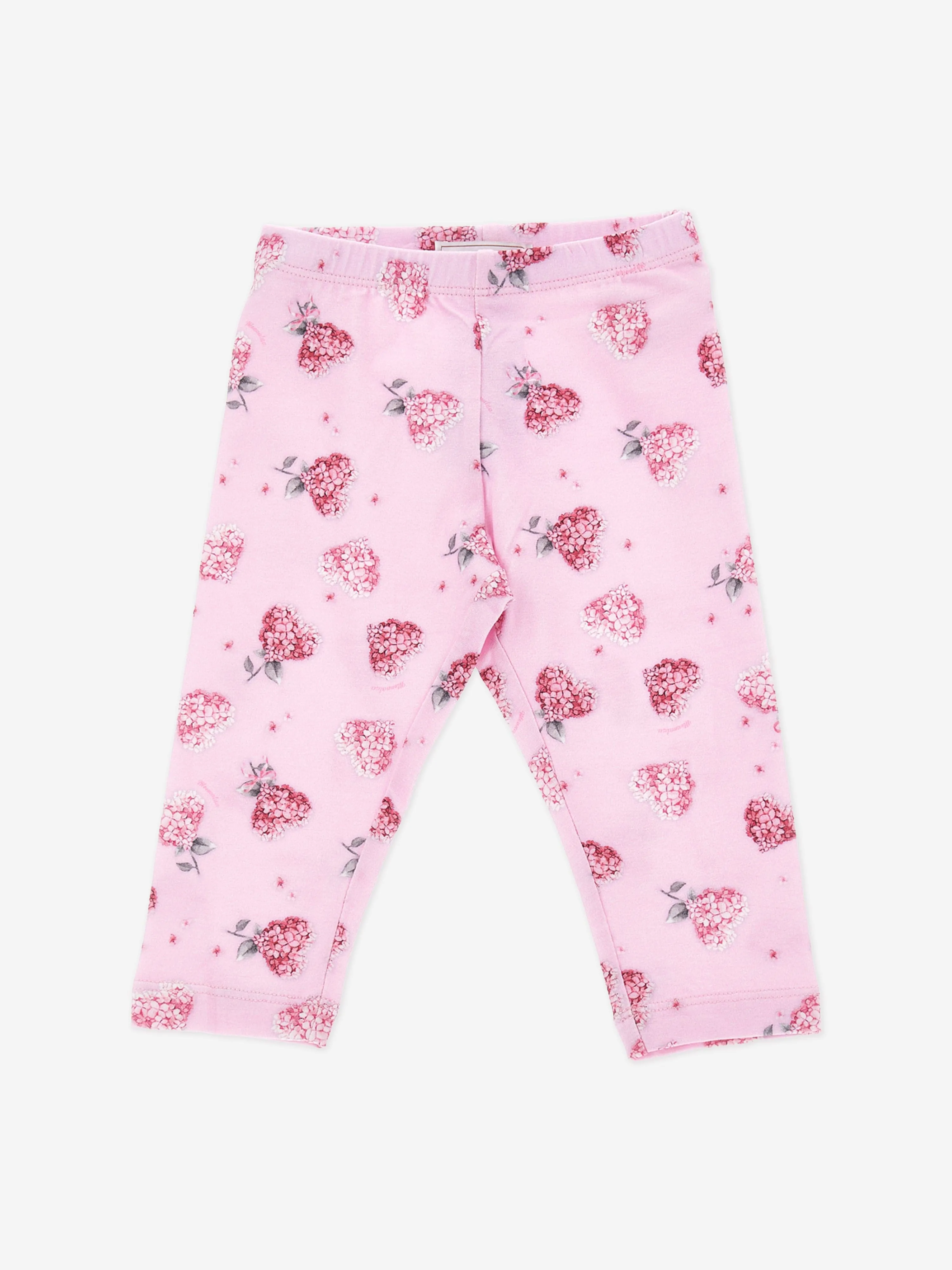 Monnalisa Baby Girls Floral Heart Leggings Set in Pink