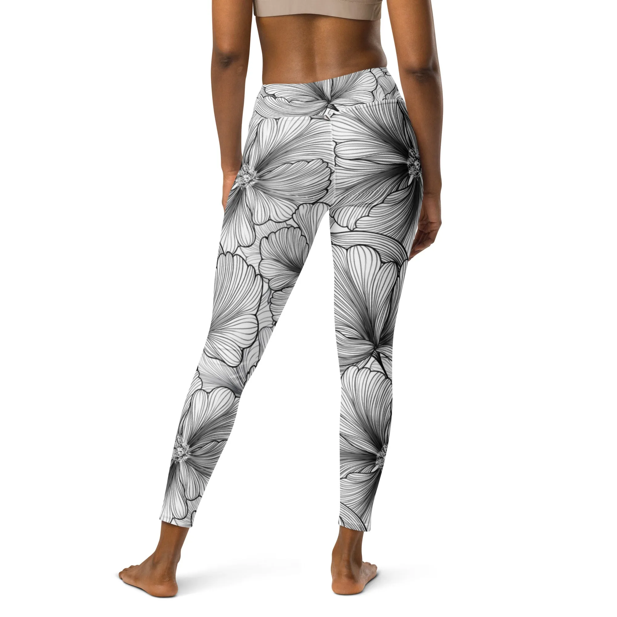 Monochrome Blossom Leggings