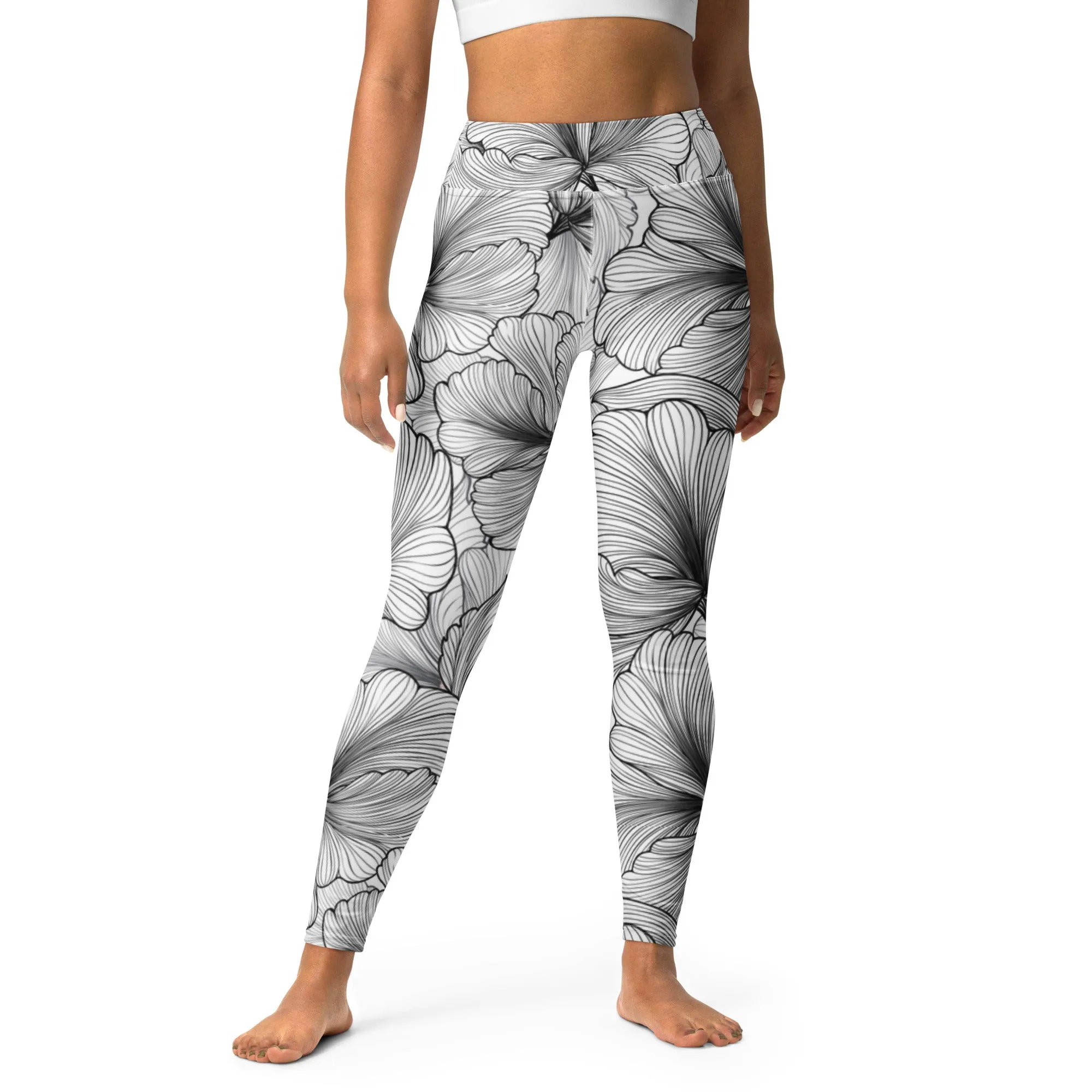 Monochrome Blossom Leggings