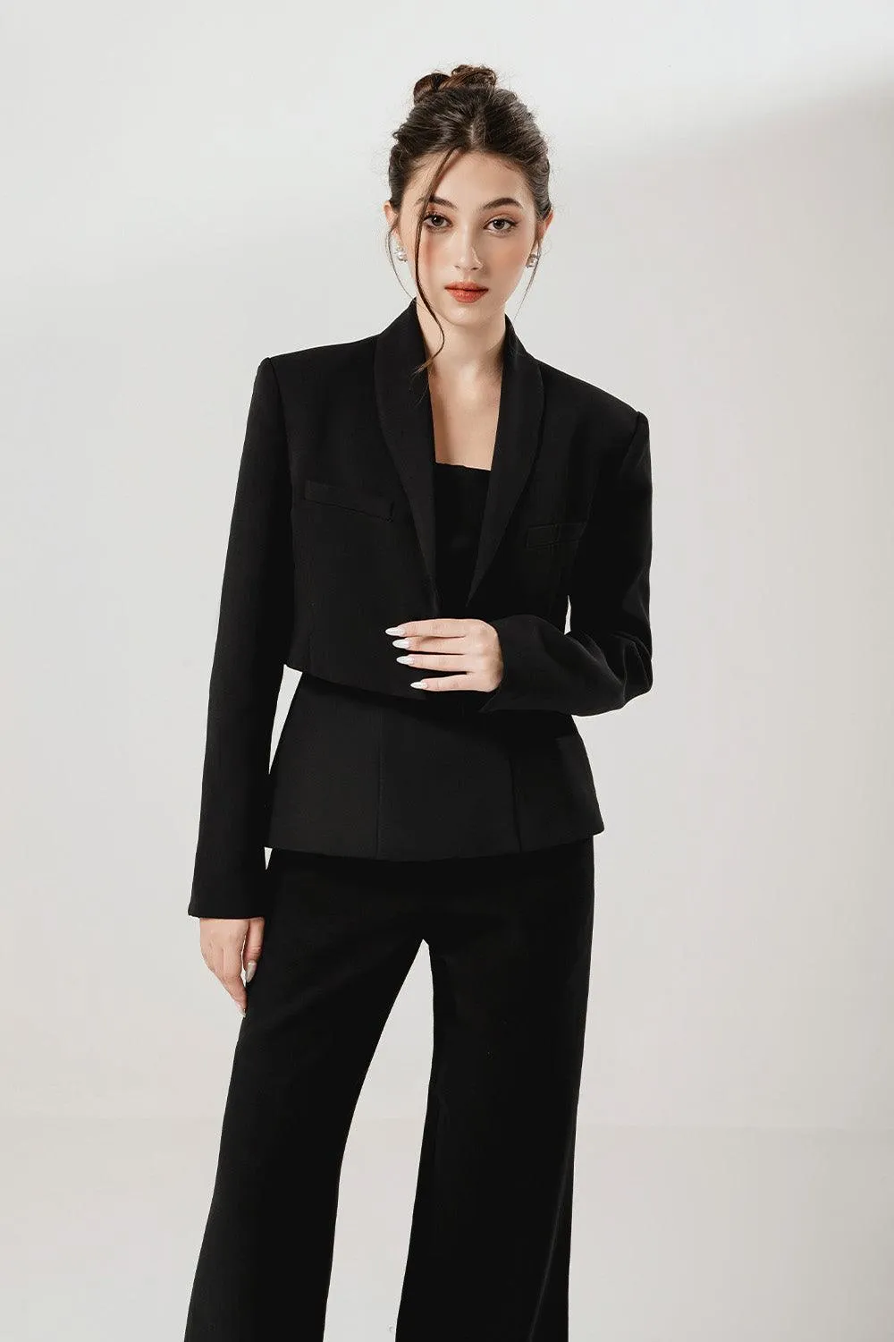 Moon Cropped Long Sleeved Punto Jacket