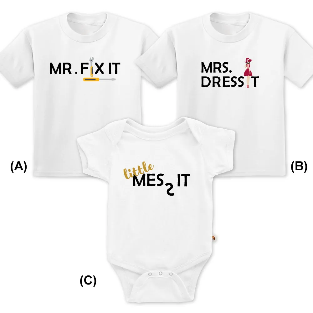 Mr Fix Mrs Dress Little Mess Family Set