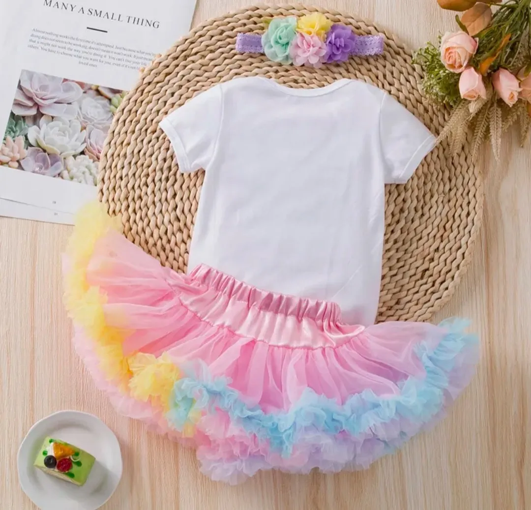 My 1/2 BIRTHDAY Romper with Puffy Bloomer Tutu and Headband  #100050