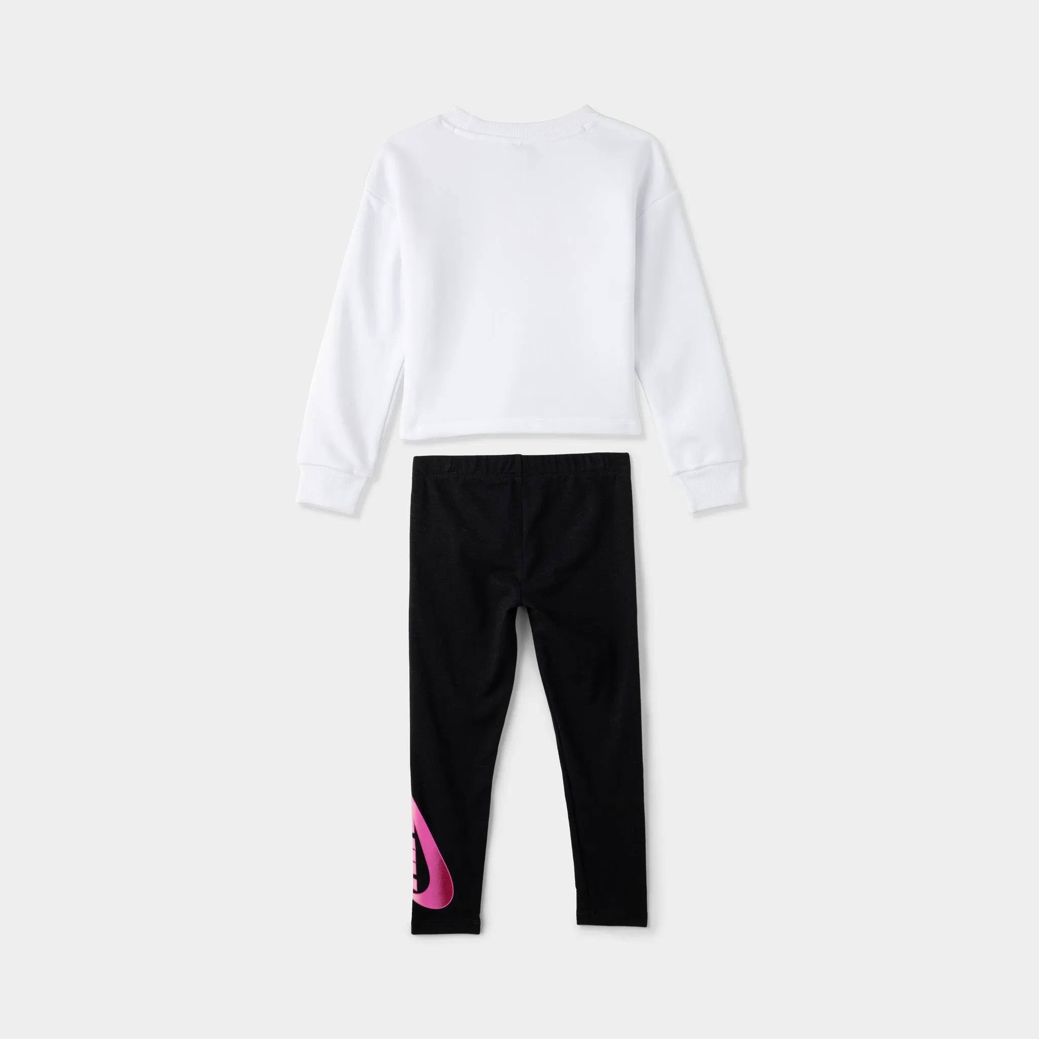 Nike Child Girls' Fade Logo Crewneck Set White / Black