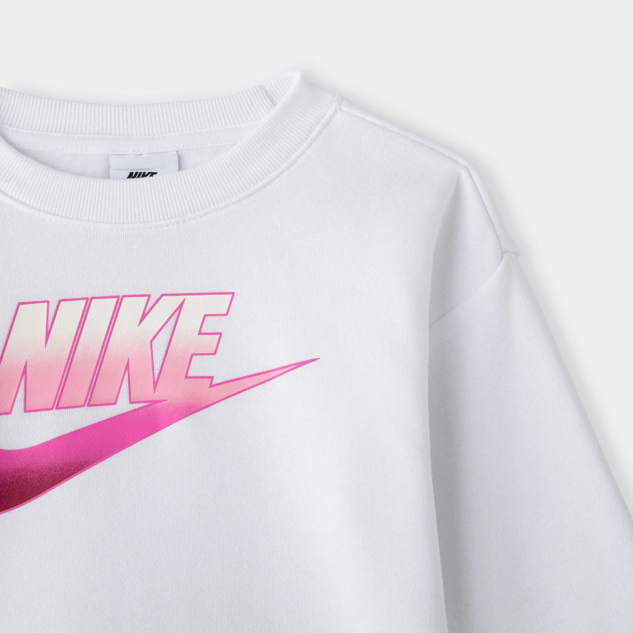 Nike Child Girls' Fade Logo Crewneck Set White / Black