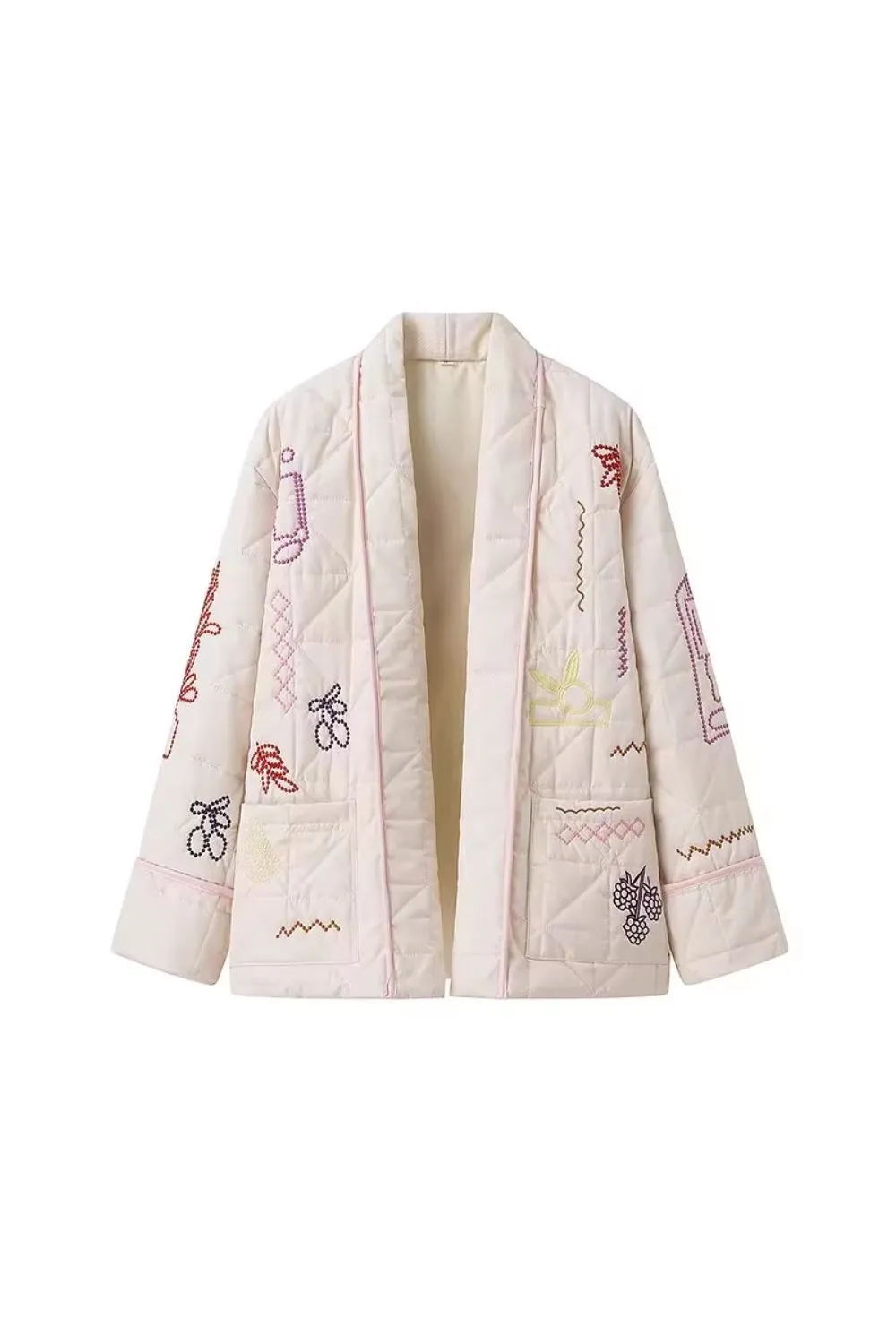 'Nora' Casual Embroidered Kimono-Style Padded Coat