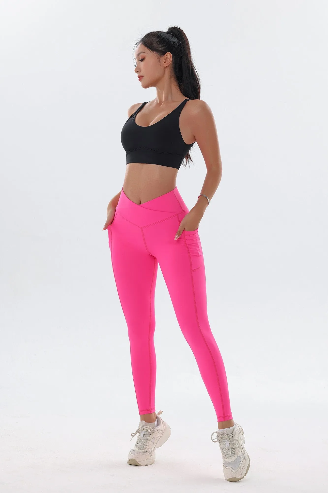 Opaque Crossover Leggings with Pockets