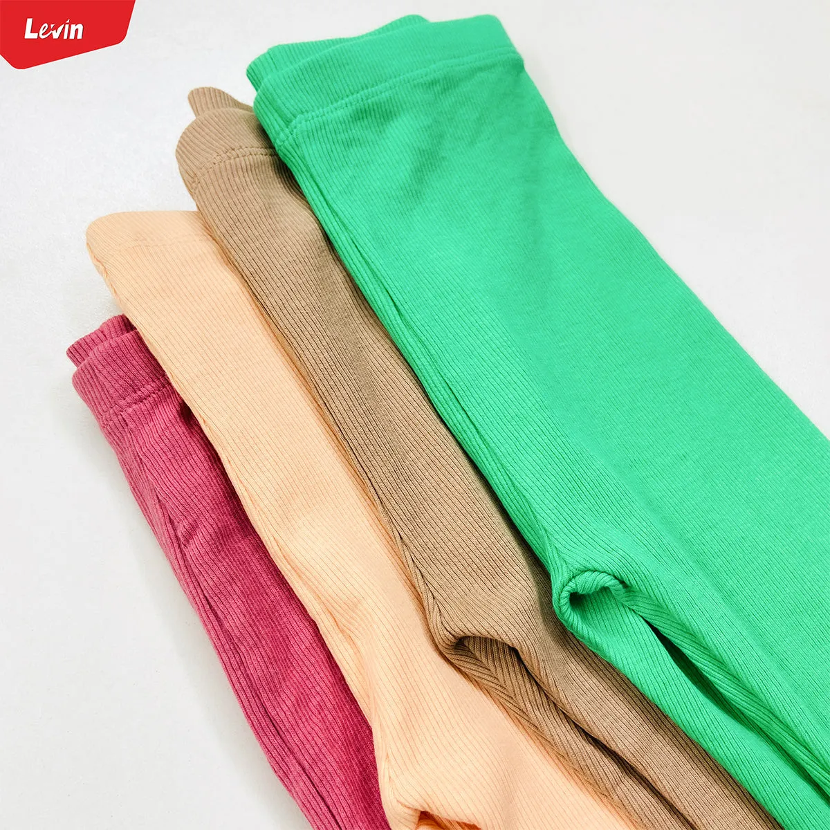 Pack of 3 Girls Full-Length Ribbed Cotton Leggings