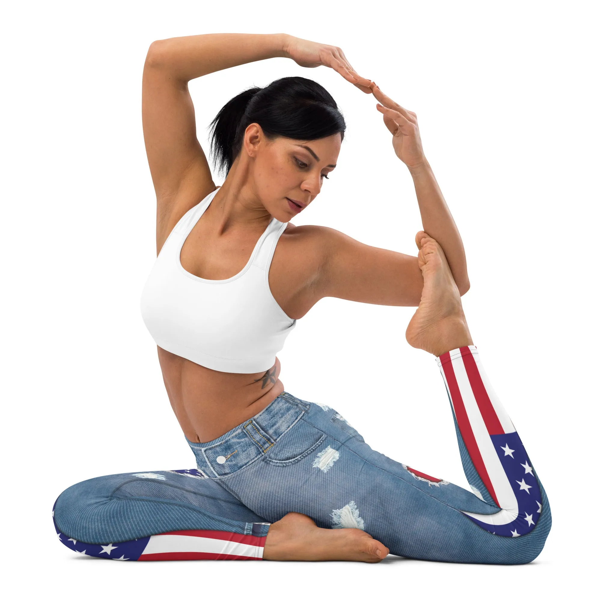 Patriotic Denim Print Yoga Leggings