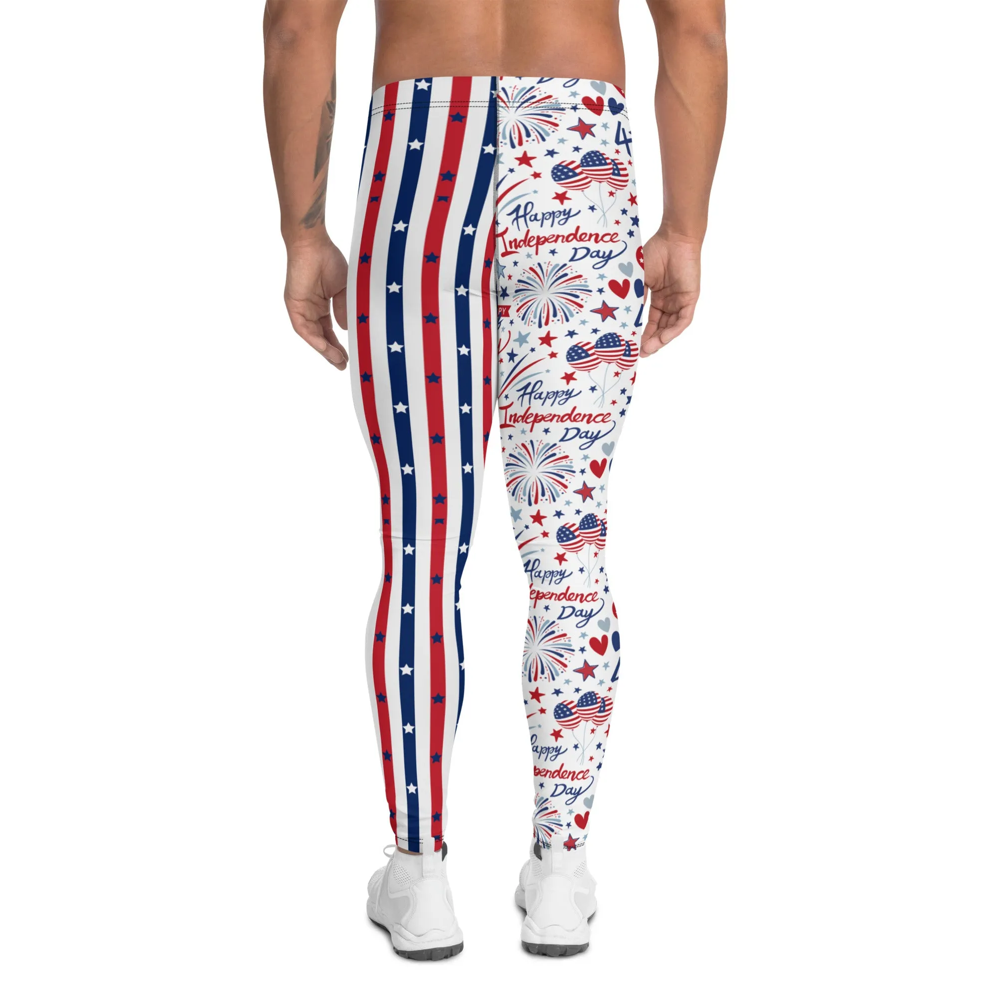 Patriotic Men's Leggings - Star-Spangled Print, American flag, Comfortable, Durable - Perfect for Workouts & Casual Wear