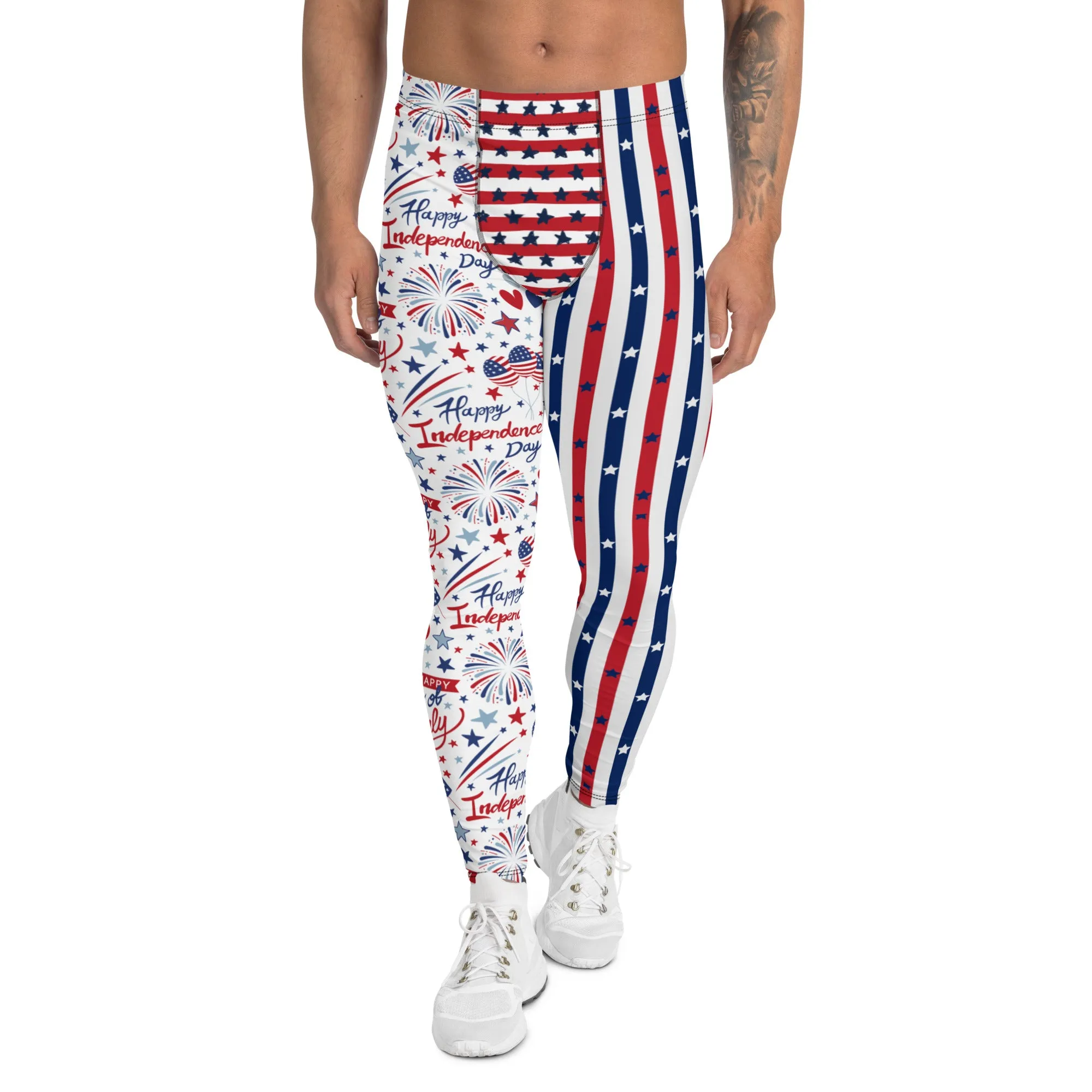 Patriotic Men's Leggings - Star-Spangled Print, American flag, Comfortable, Durable - Perfect for Workouts & Casual Wear