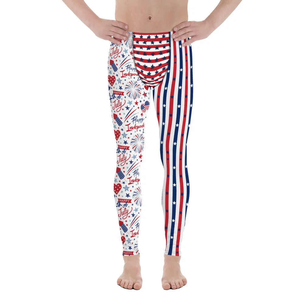 Patriotic Men's Leggings - Star-Spangled Print, American flag, Comfortable, Durable - Perfect for Workouts & Casual Wear