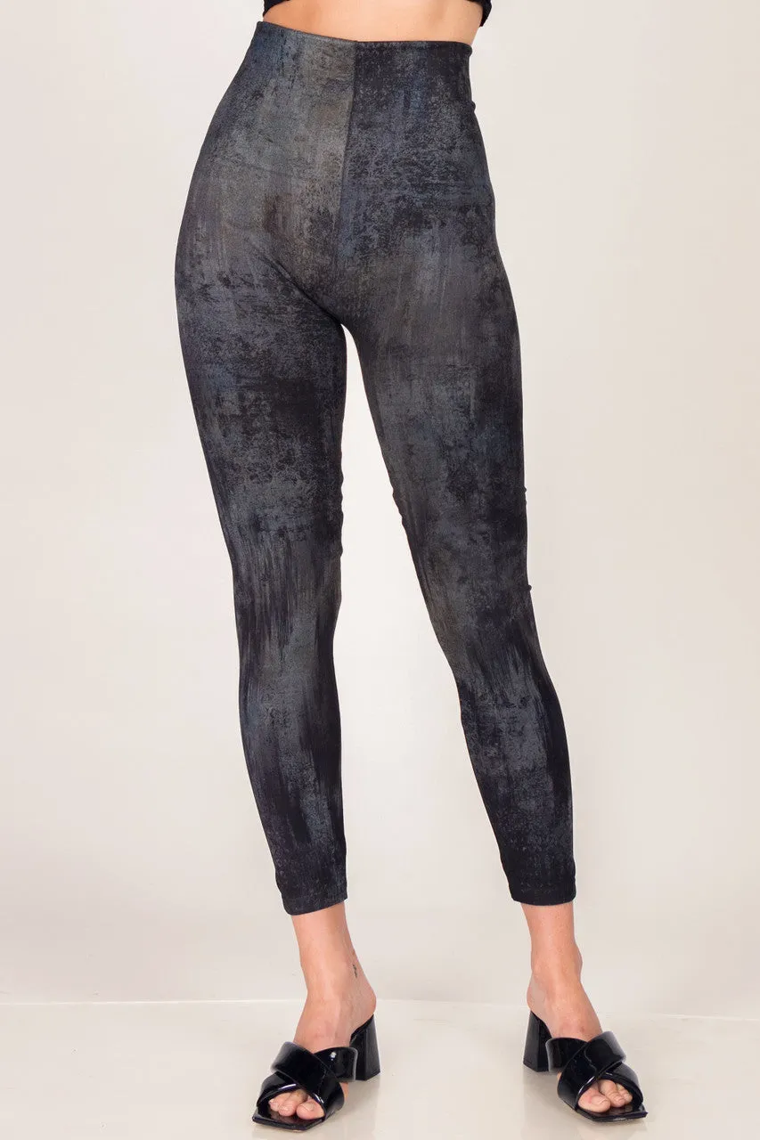 Pewter Full Length Damask Pattern Legging