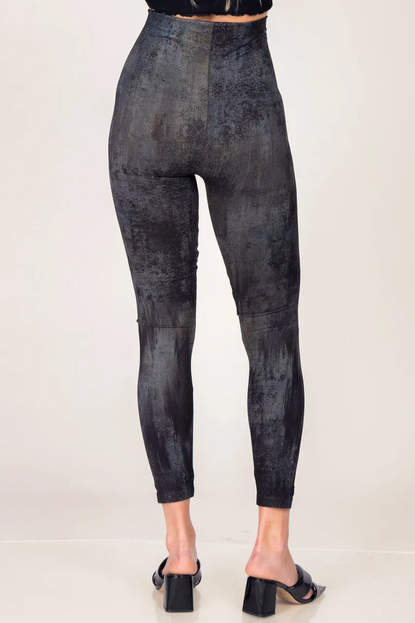 Pewter Full Length Damask Pattern Legging