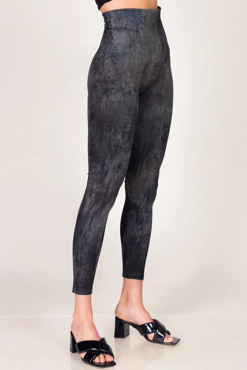 Pewter Full Length Damask Pattern Legging