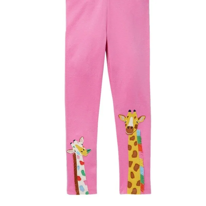 Pink Giraffe Pattern Leggings for Toddler and Kid Girls