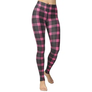 Pink Plaid Print Yoga Leggings