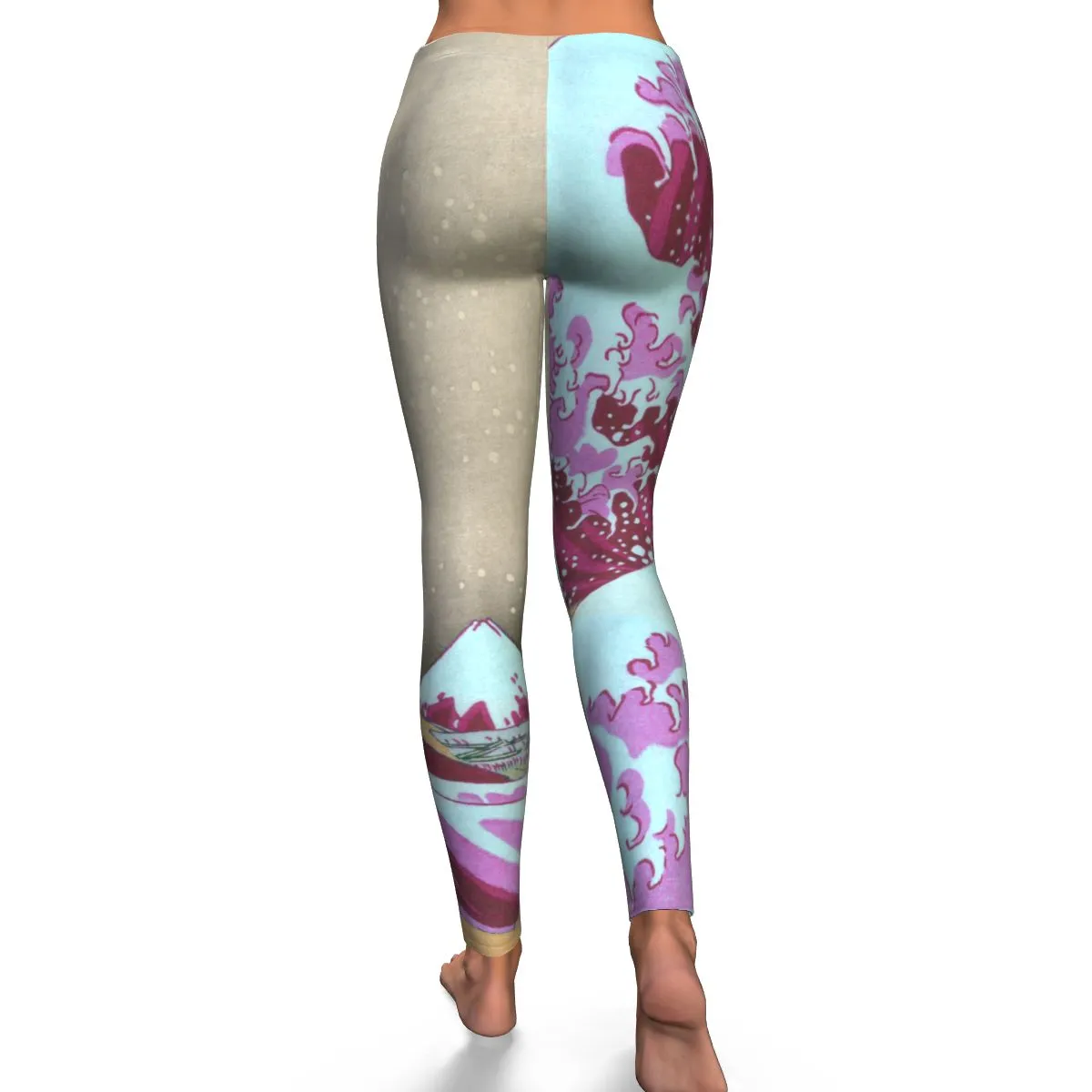 Pink Wave off Kanagawa Equil Leggings