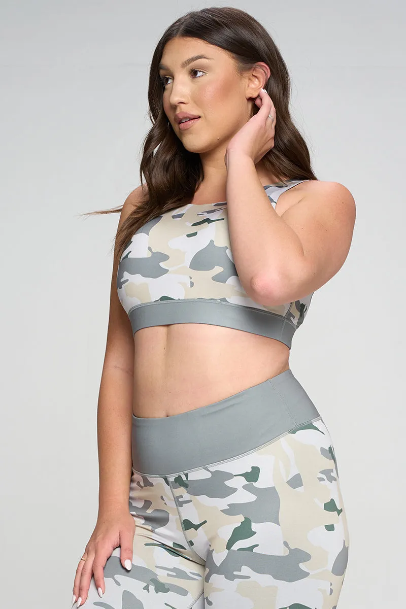 Plus Size High in Command Camouflage Active Sports Bra