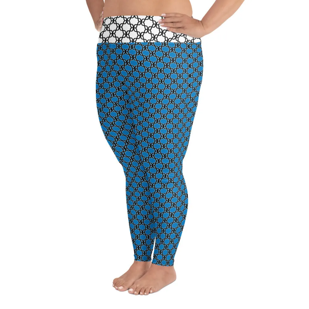 Plus Size Leggings Aqua Chain