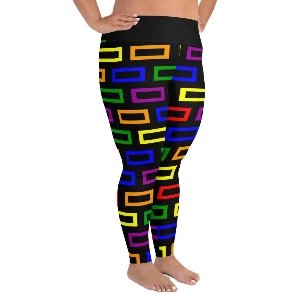 Plus Size Leggings Colorful Blocks