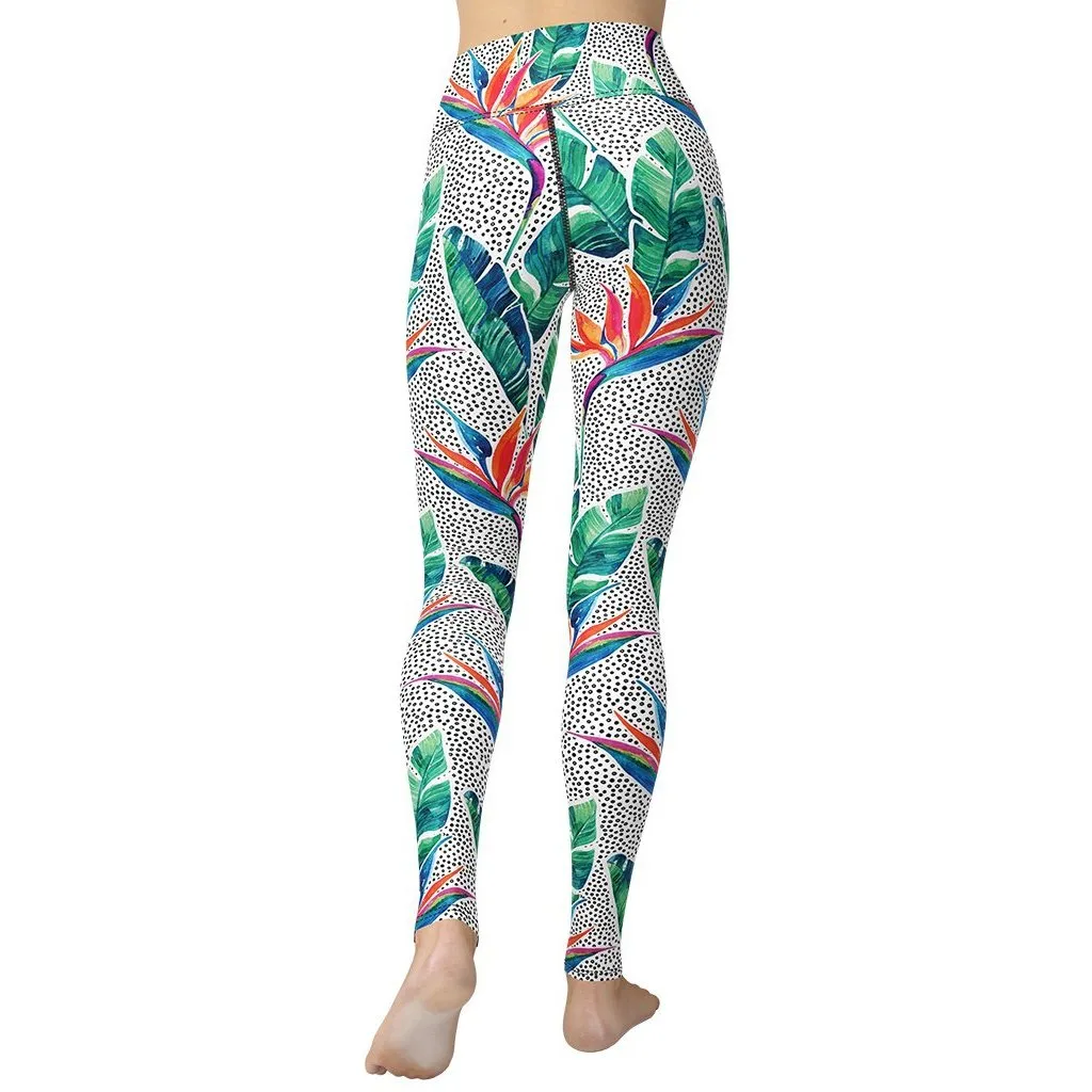 Polka Dot Floral Yoga Leggings