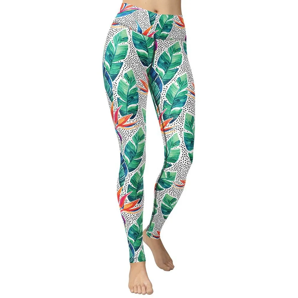 Polka Dot Floral Yoga Leggings