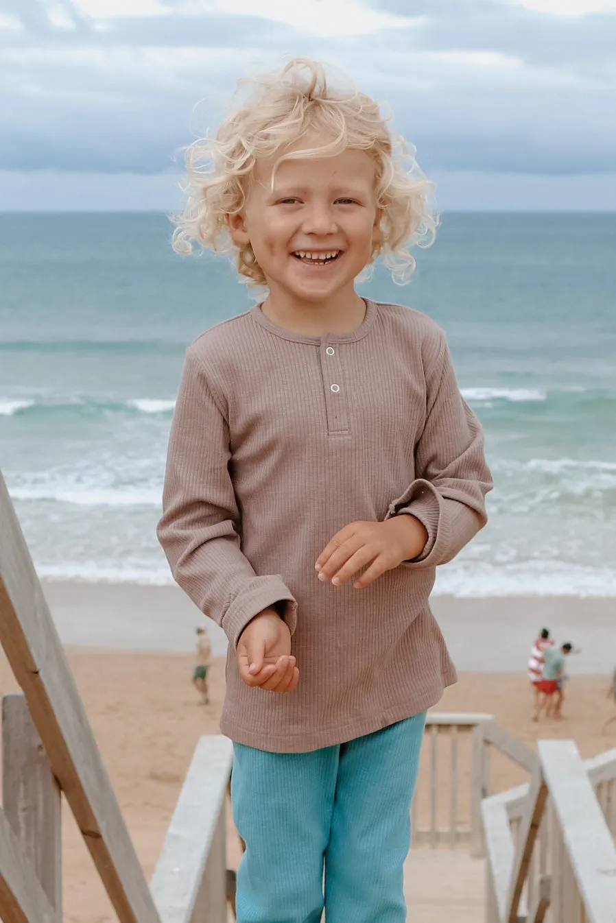 Ponchik Babies   Kids - Cotton Henley - Carmel Rib