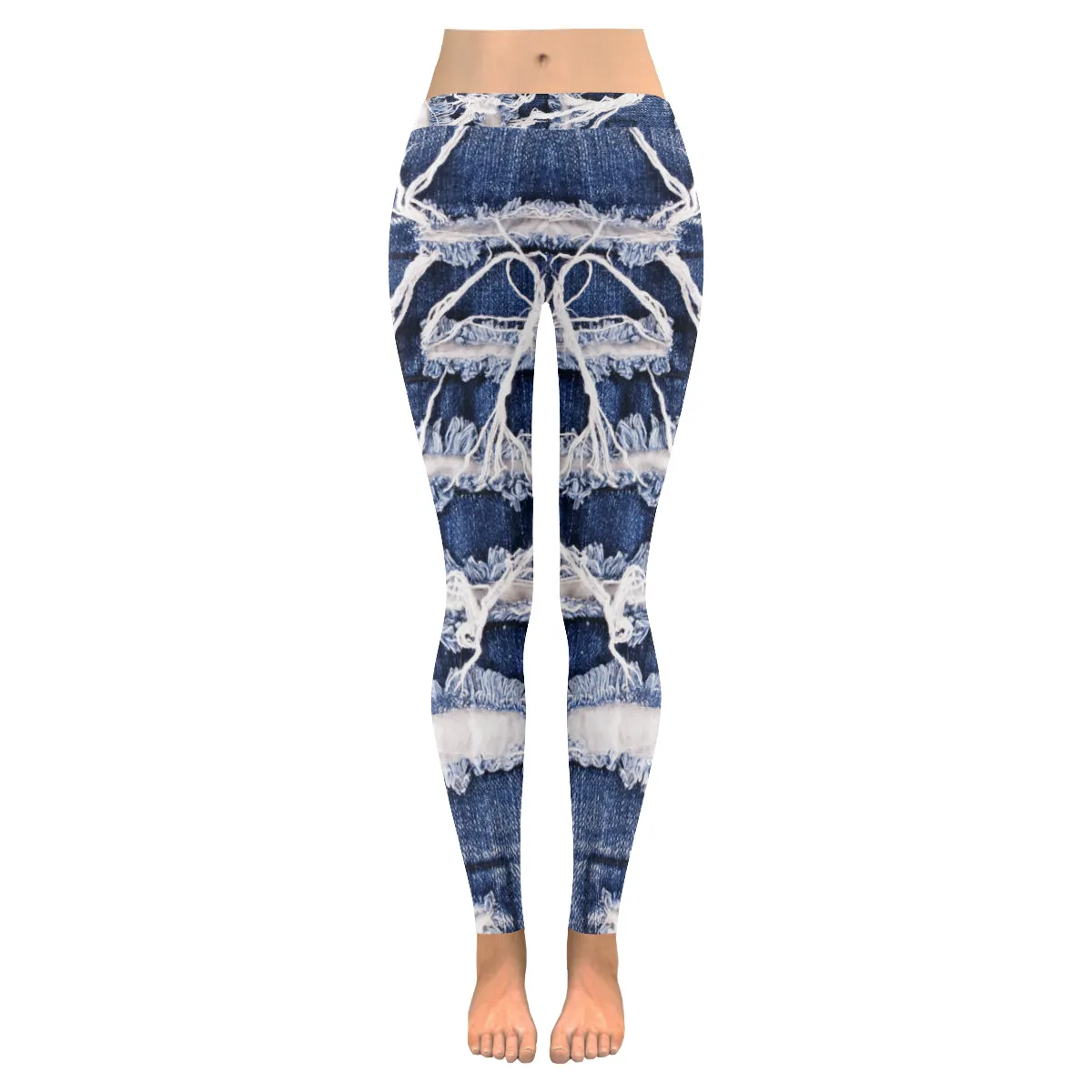 Print Jeans Women's Low Rise Leggings (Invisible Stitch)