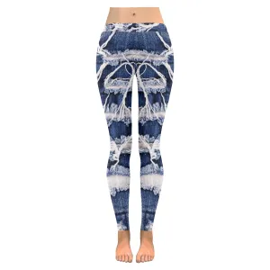 Print Jeans Women's Low Rise Leggings (Invisible Stitch)