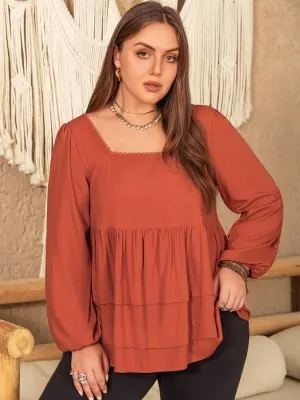 Pumpkin Spice Plus Size Womens Orange Blouse