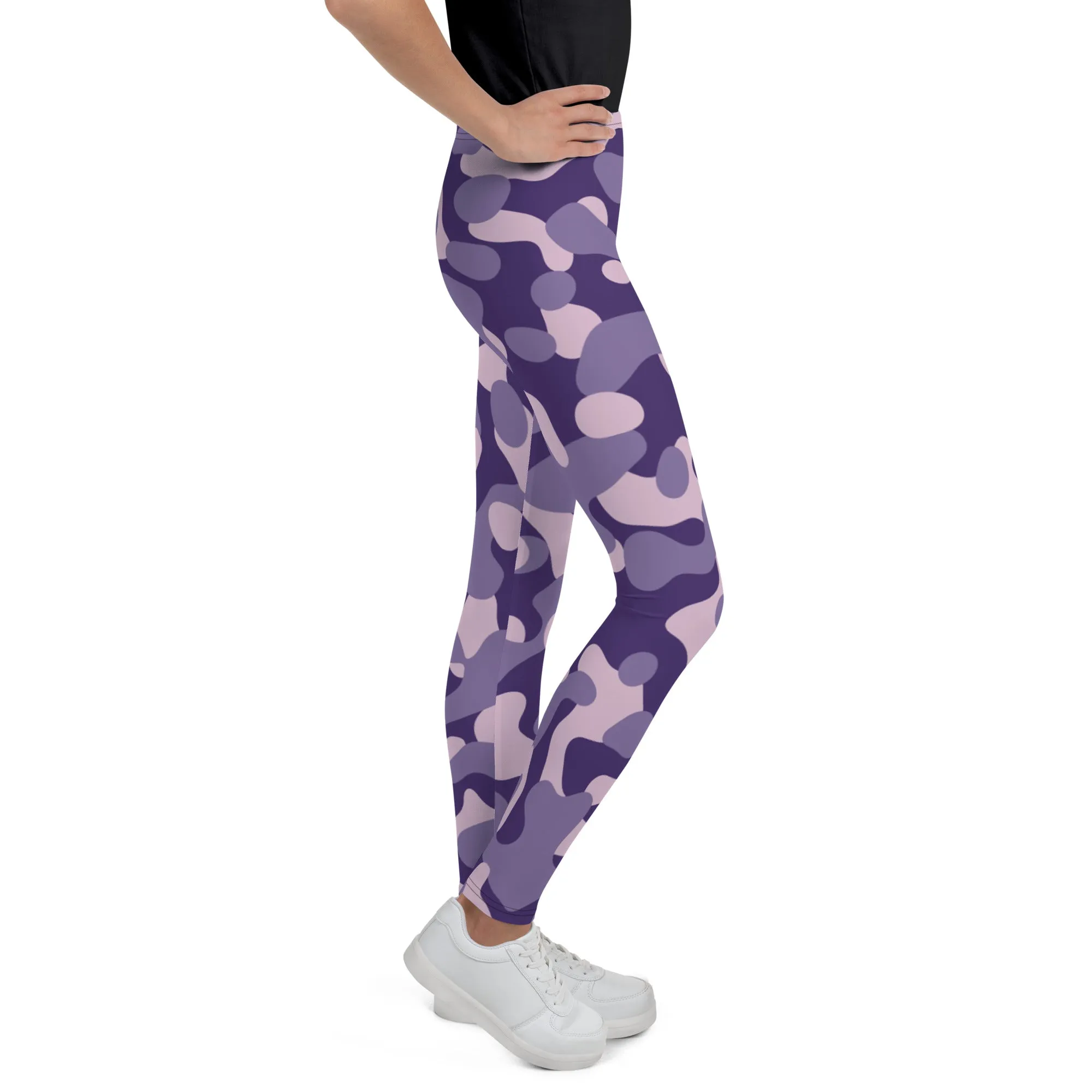 Purple Camo Youth  Girl's Leggings