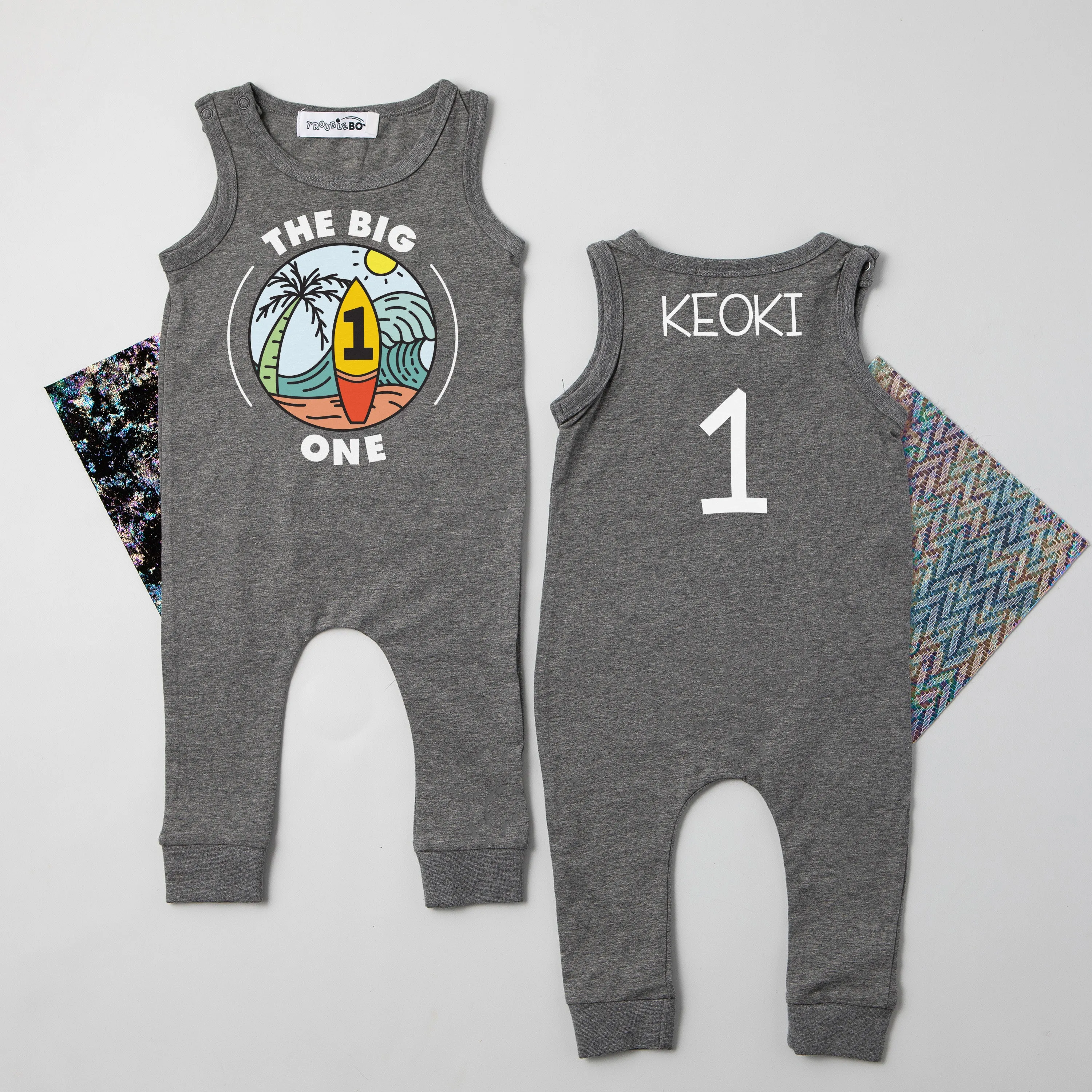 "The Big One" Surf-themed Slim Fit 1st Birthday Personalized Outfit