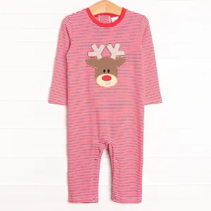 Ralphie the Reindeer Applique Romper, Red