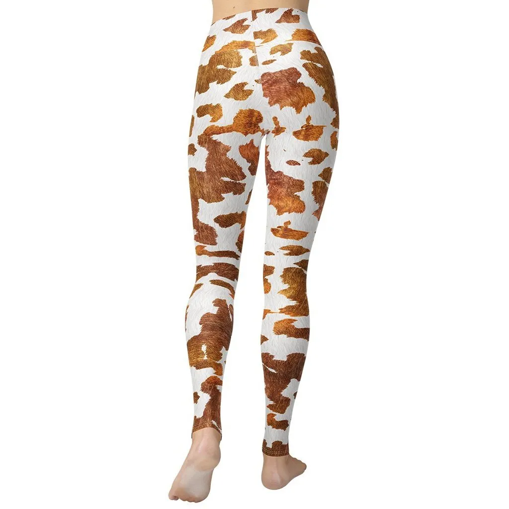 Realistic Cow Print Yoga Leggings