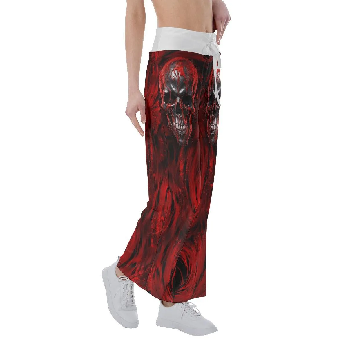 Red Blood Dripping Skull High-waisted Wide Leg Pants