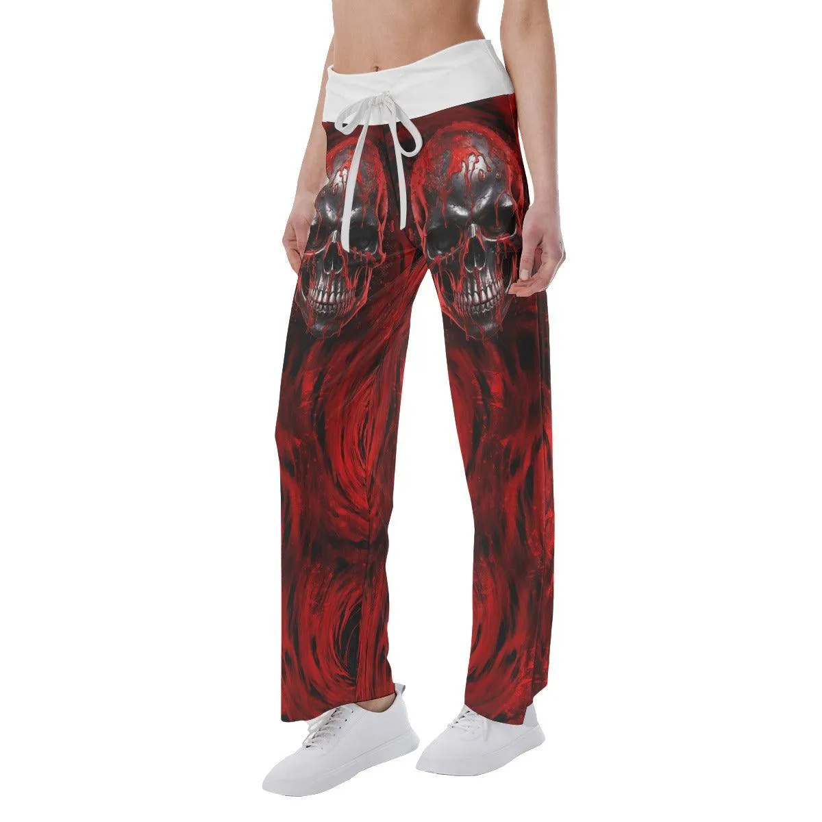 Red Blood Dripping Skull High-waisted Wide Leg Pants