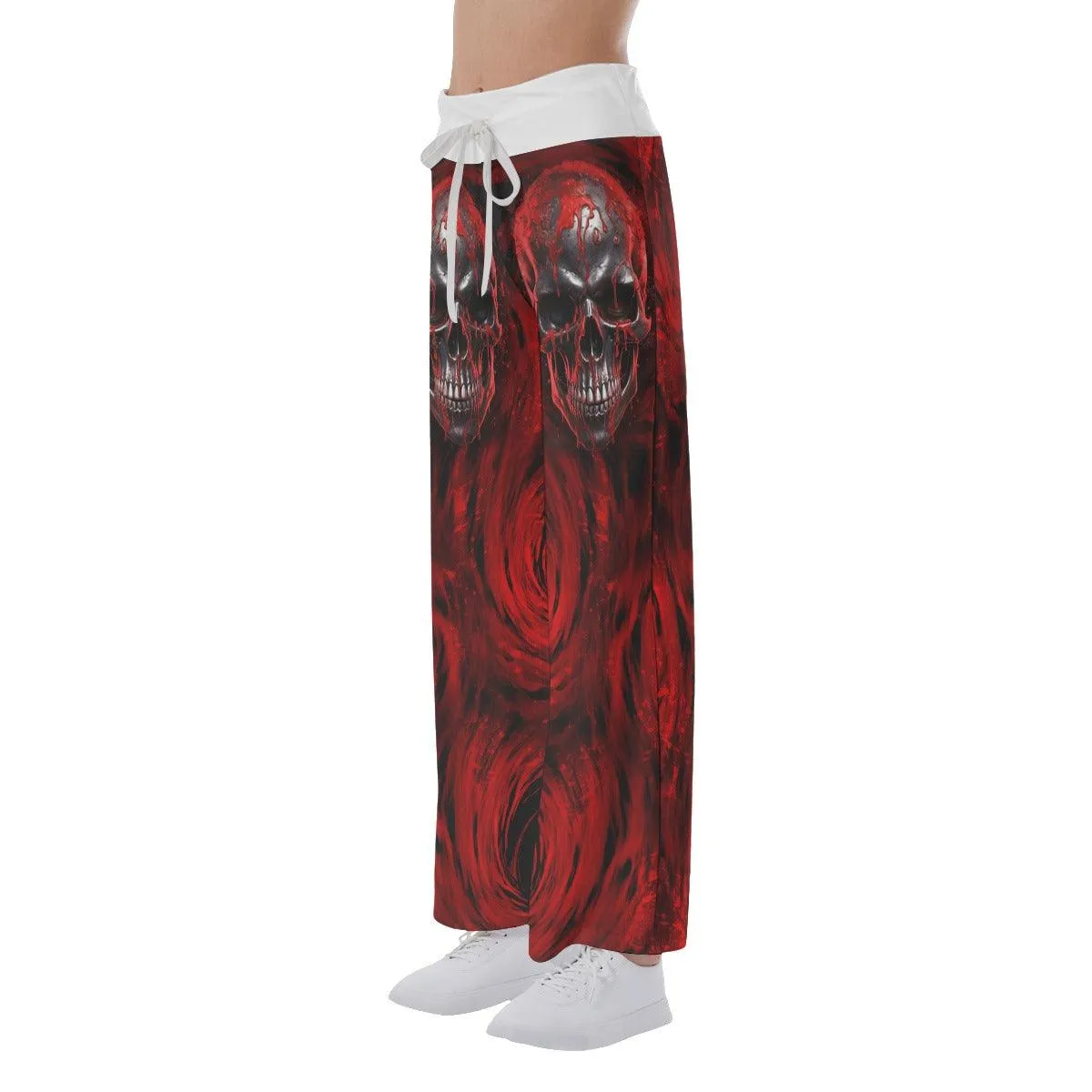 Red Blood Dripping Skull High-waisted Wide Leg Pants