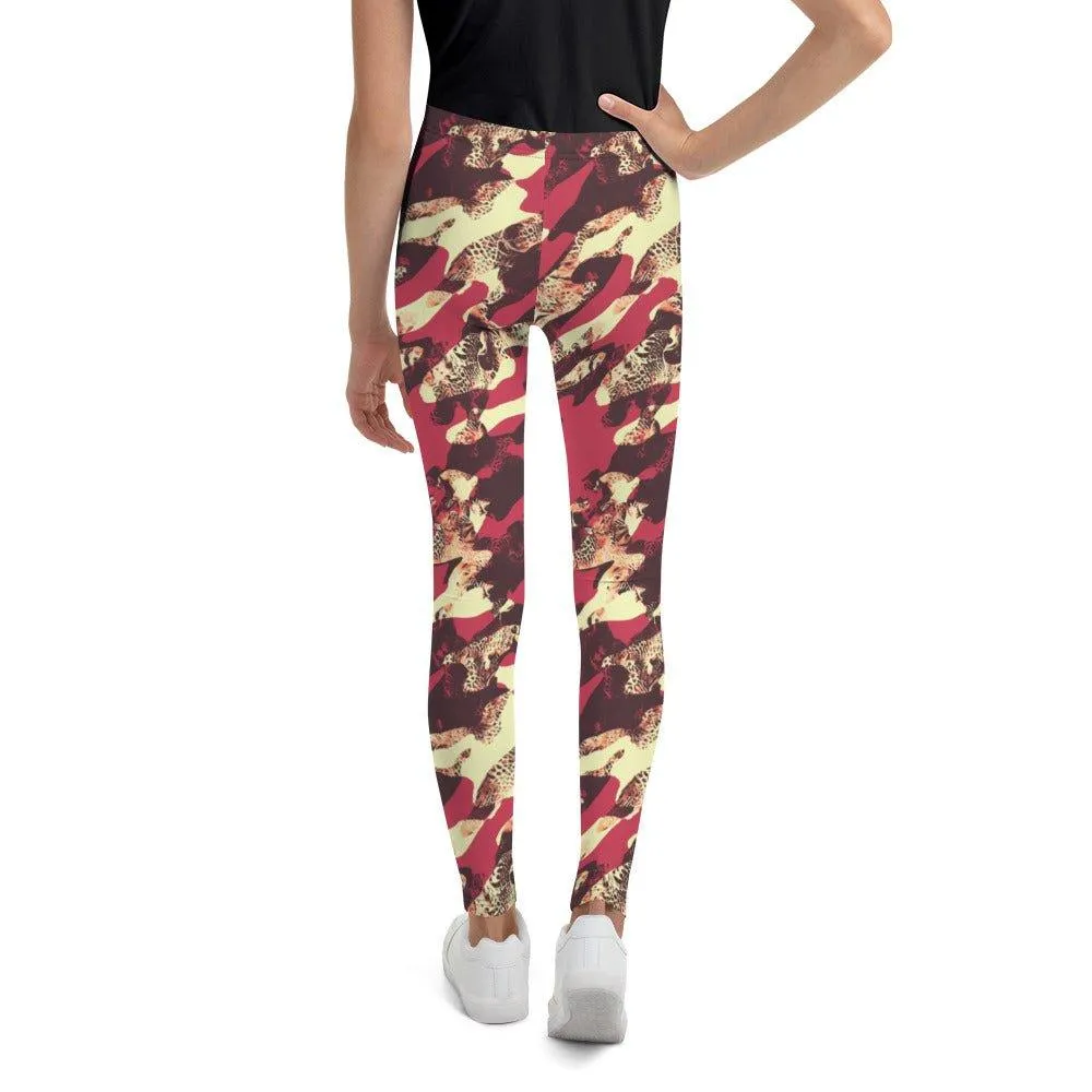 Red Camouflage Youth Leggings