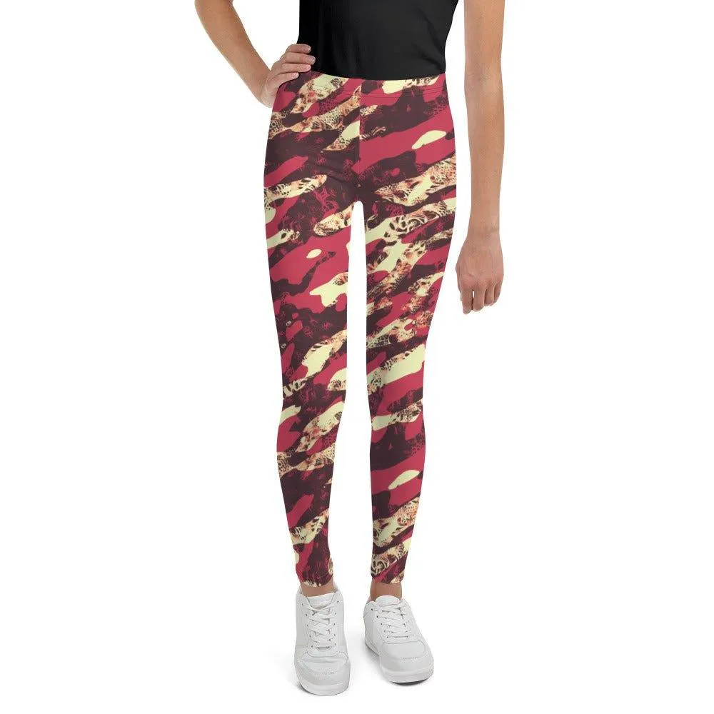 Red Camouflage Youth Leggings