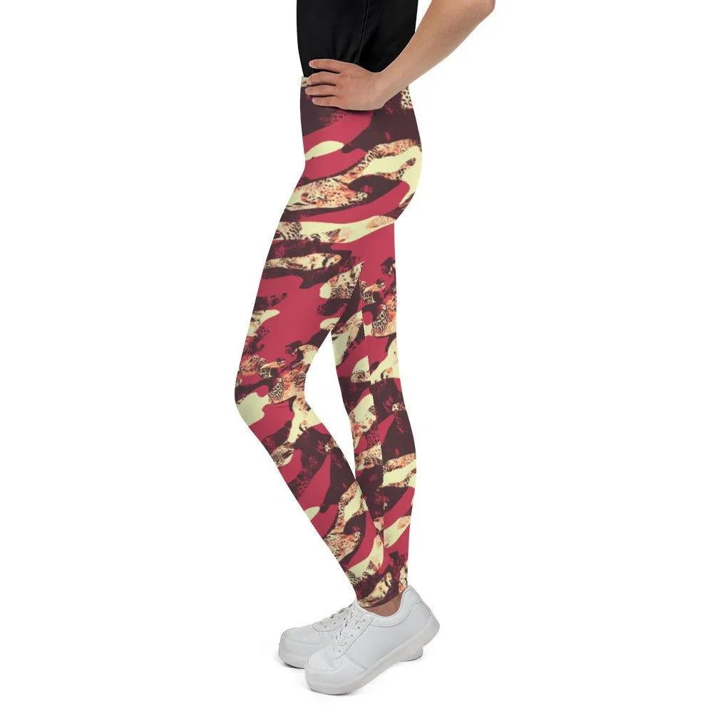 Red Camouflage Youth Leggings