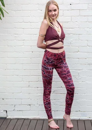 Red Ochre Ripple Tie Dye Leggings