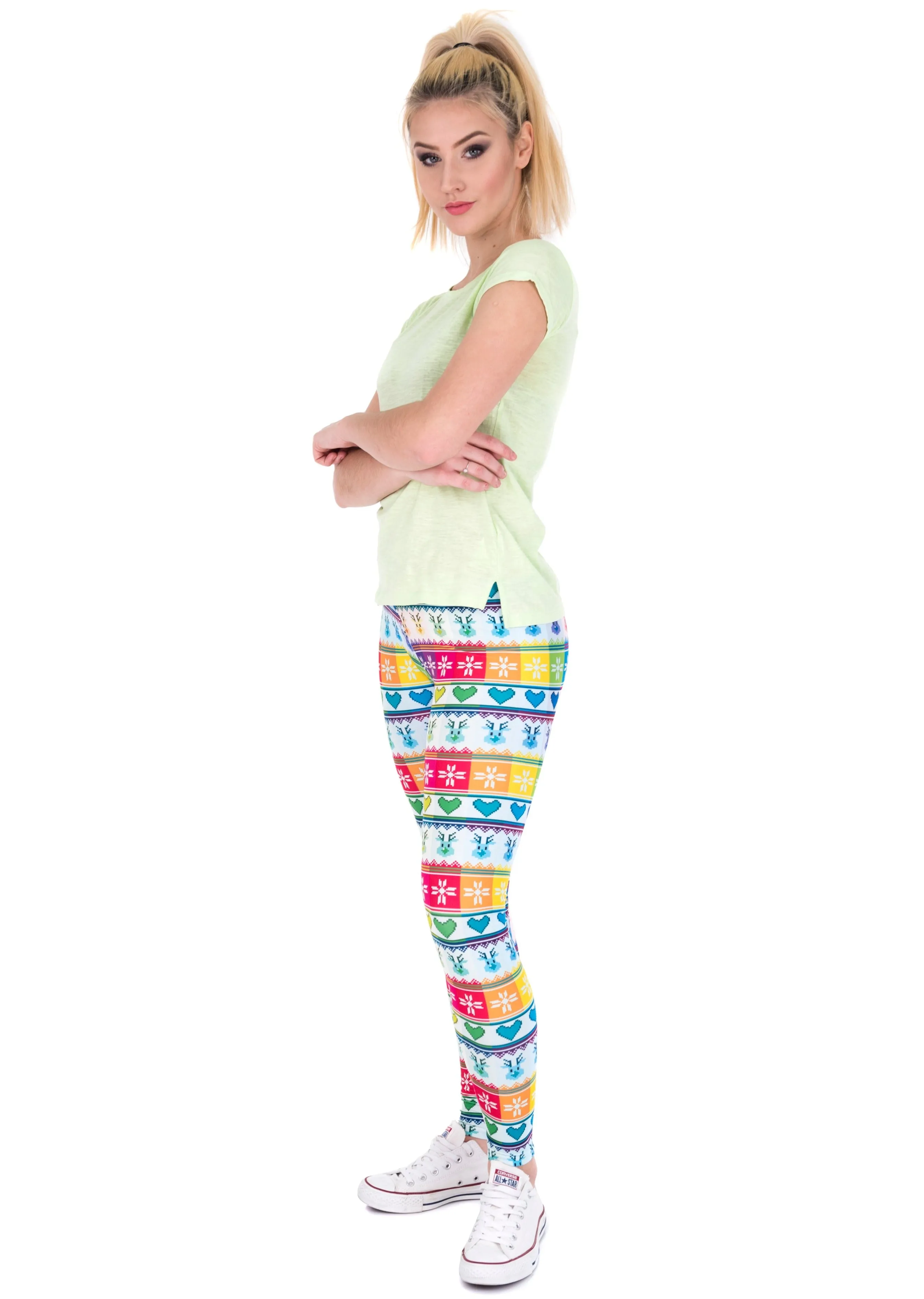 Regular Leggings (8-14 UK Size) - Winter Rainbow