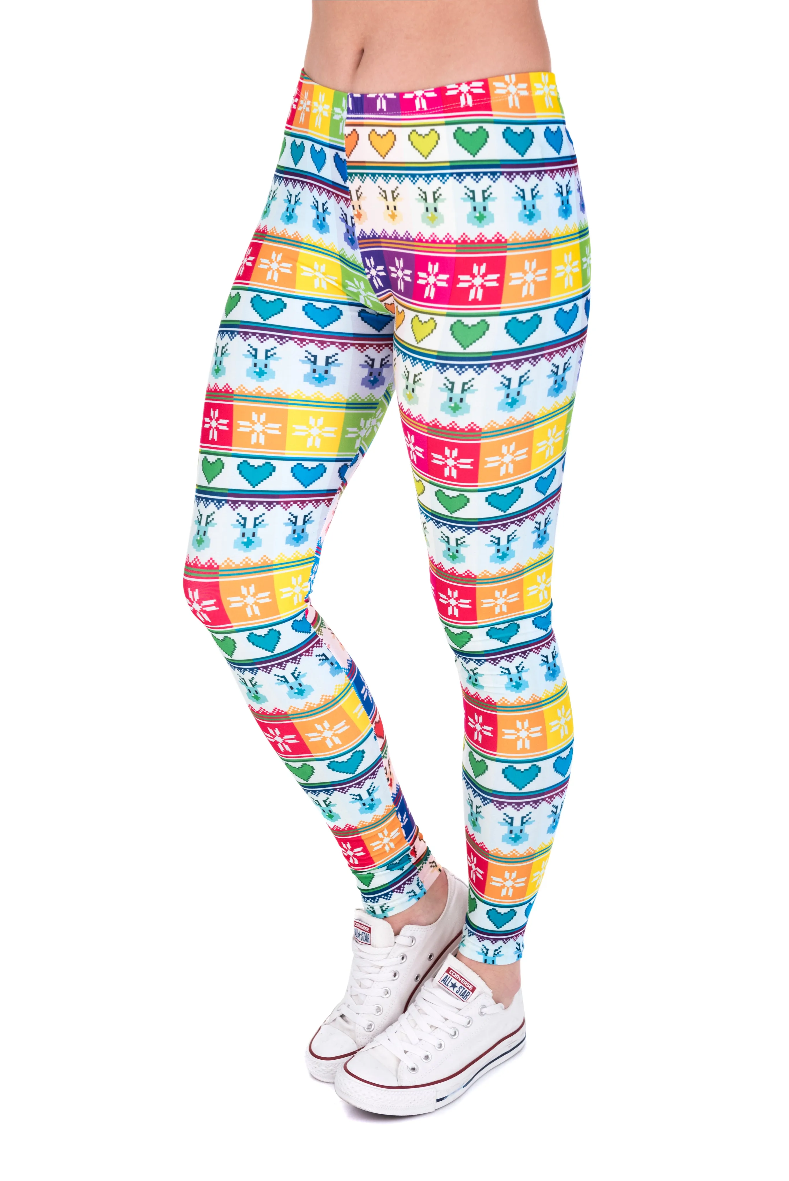 Regular Leggings (8-14 UK Size) - Winter Rainbow