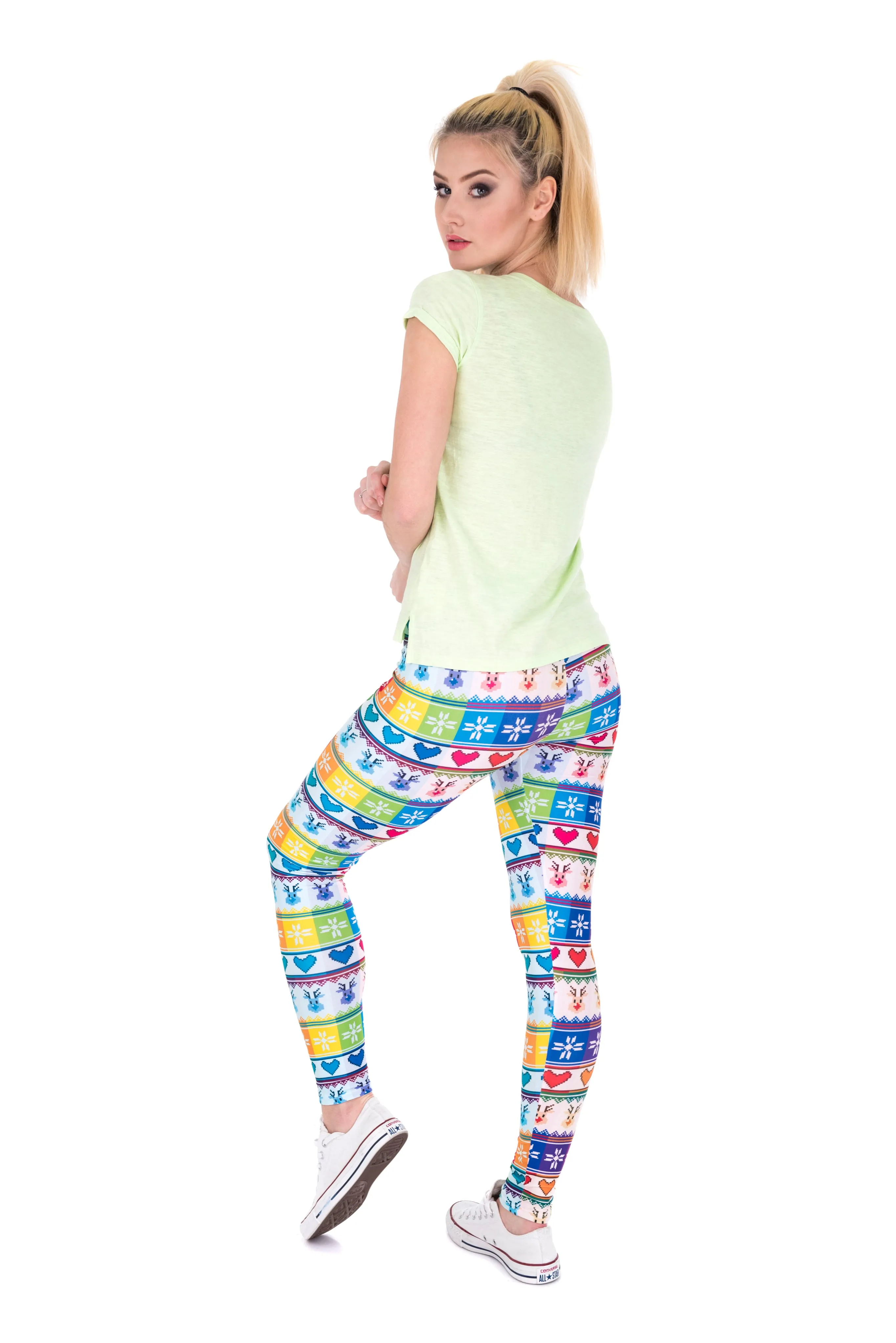 Regular Leggings (8-14 UK Size) - Winter Rainbow