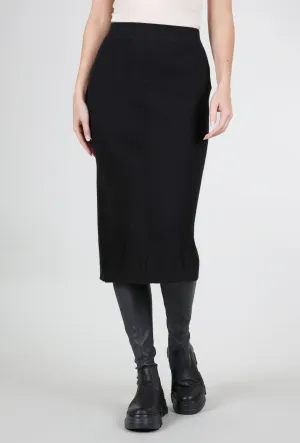 Ribbed Slim Pencil Skirt, Black