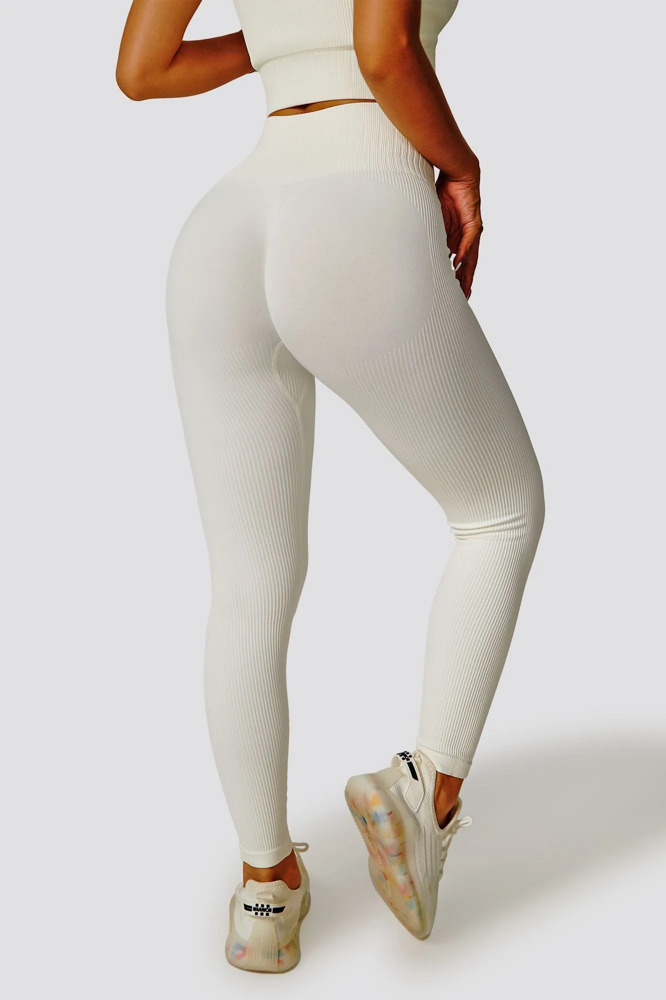 Ribbed Tie Front Seamless Workout Leggings