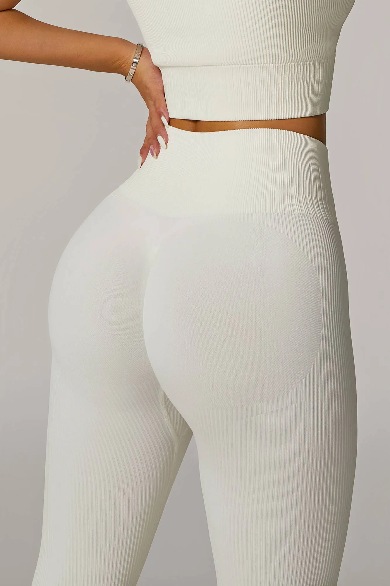 Ribbed Tie Front Seamless Workout Leggings